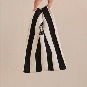 New Knit Mini Handbag in White and Black Stripe